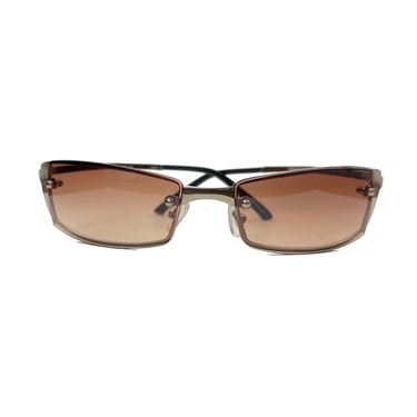 Vintage Y2K Square Light Amber Tint Sunglasses 