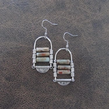 Imperial Jasper Chandelier Earrings: Tribal Boho Style silver small 