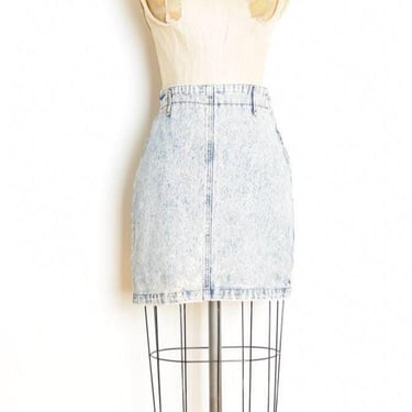 vintage 80s jean skirt acid wash denim high waist slim mini skirt S 