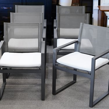Set of 6 Restoration Hardware Aegean Aluminum Mesh Outdoor Dining Chairs