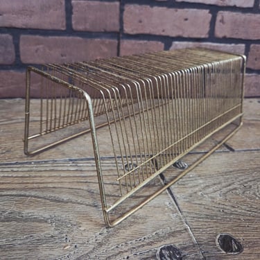 Mid Century Retro Brass Record Rack 