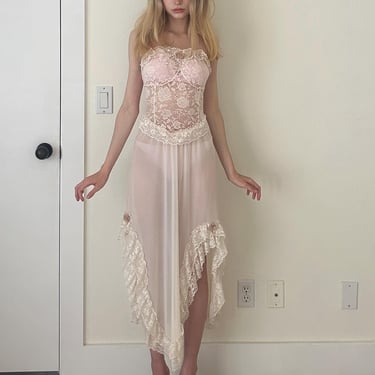 Y2K Lacy Tube Dress (M) medium vintage midi 