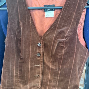 Panther Brown Velvet Pinstripe Vest