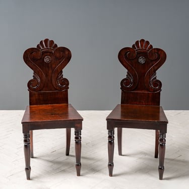 Pair of English Regency Hall Chairs