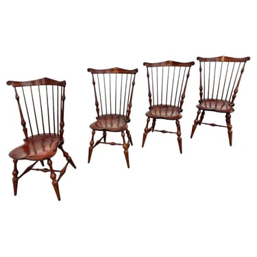 Vintage DR DIMES Windsor Style Oak & Solid Cherry Dining Chairs - Set of 4 