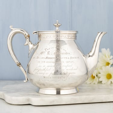 Antique English Victorian Silverplate Teapot