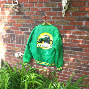 Vintage 1990's John Deere Tractor Bomber Puffer Jacket / Packers / XL to XXL 