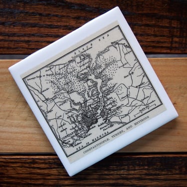 1921 Constantinople Turkey Vintage Map Coaster. Istanbul Map. Turkey Gift. City Map. Antique Decor. Turkish Gift. World History Gift Antique 