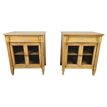 National Furniture Directoire Style Brass Mesh And Beechwood Nightstands 