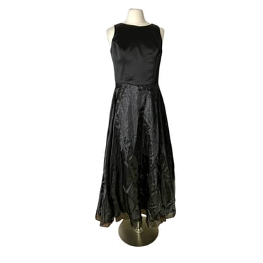 Vintage 90s Y2K Black Metallic Gown Formal Prom Dress 1001 Nites Fit Flare 11/12 