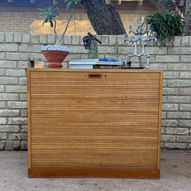 Danish Oak Tambour Cabinet 