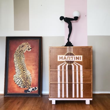 Shipping not free* Vintage  Art Deco Bar Cabinet with Martini logo 