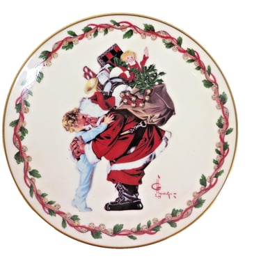 Vtg 1988 Gorham Leyendecker Christmas Hug Collector Plate Sat Evening Post 8.5