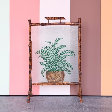 Hand Painted Tortoiseshell Bamboo Fireplace Screen