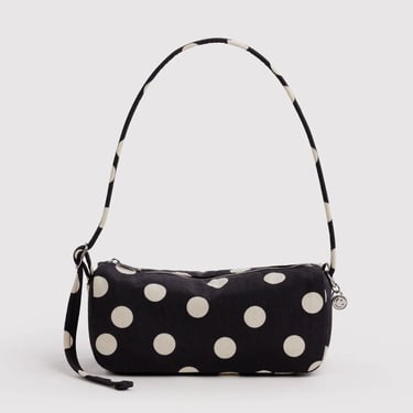 Nylon Loaf Bag in Black and Cream Polka Dot