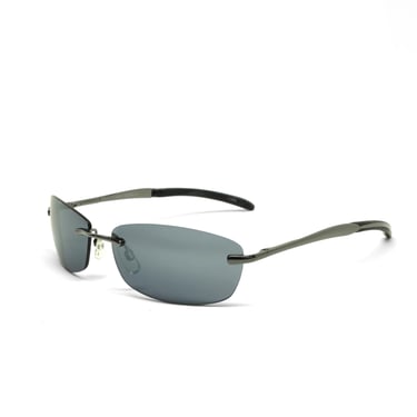 True Vintage 90s Wraparound Deadstock Grey Frameless Sunglasses 