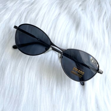Vintage Y2k Round Dark Silver Sunglasses 