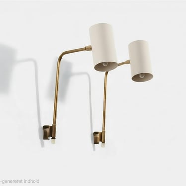 OMI vintage wall light brass Mid Century modern sconces pair white wall lamps cylinder shade vintage adjustable nightlight Scandinavian lamp 