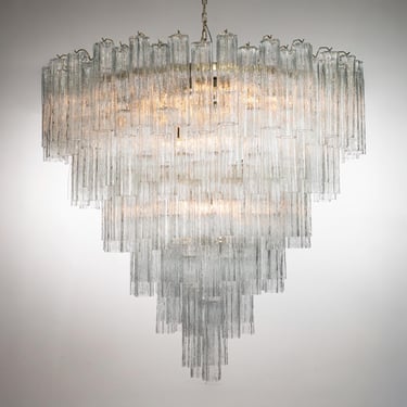 Murano suspension Tronchi Ø125 cm - Clear Art Glass Hand-blown Italy - Luxury Lighting 