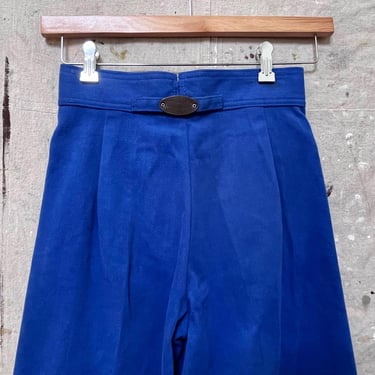1970s Levi's Brushed Cotton Pants Wide Leg Buckle Back Cobalt Blue 70s Western Wear 
