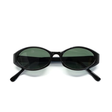 Oval Authentic 1990s Vintage Deadstock Black Frame Sunglasses 