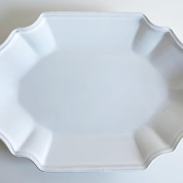 Vintage Large White Ceramic Scalloped Oval Serving Platter Neuwirth Portugal 