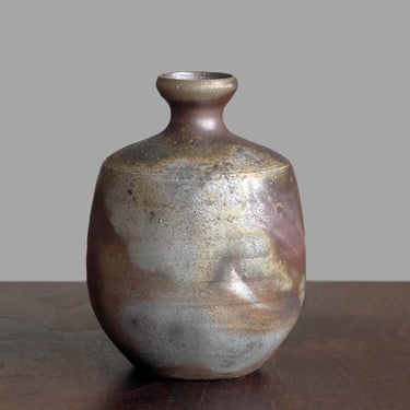 Vintage Bizen Ware Wood-Fired Sake Bottle Tokkuri | Japanese Stoneware 