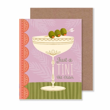 Mid Century Modern Martini Birthday Greeting Card/ 4.25