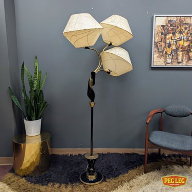 Mid-Century Modern Atomic Era floor lamp with original fiberglass shades