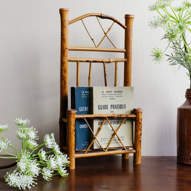 vintage french tabletop standing bamboo shelf