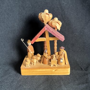 Handmade Wooden Nativity Scene Figurine Set 