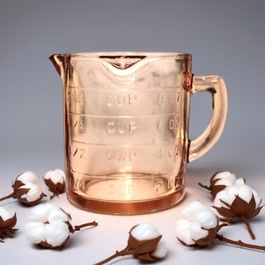 Pink Amber Glass Measuring Cup, Depression Style, Vintage Style Kitchen, Farmhouse Decor, Retro Cooking, Kitchenware 
