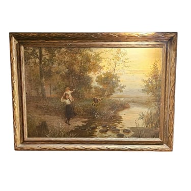 Landscape Painting by Sir Alfred East – Framed 19th-Century Oil on Canvas”