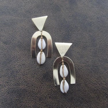 Unique gold cowrie shell earrings 200 
