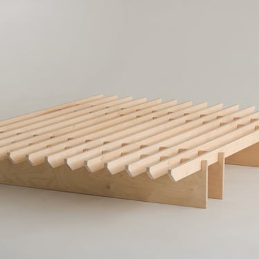 Scandinavian Minimalist Birch Platform Bed Frame 
