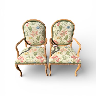 Serge Roche style - palm frond arm chairs - a pair - New upholstery! 