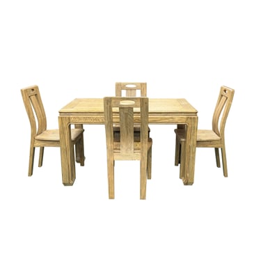 Oriental Light Wood Rectangular  Dining Table 4 Chairs Set cs1555E 
