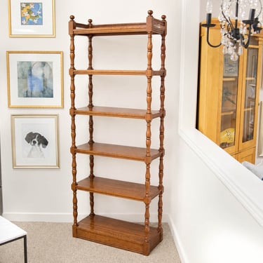 Walnut Six Tier Etagere On Turned Spindle Columns