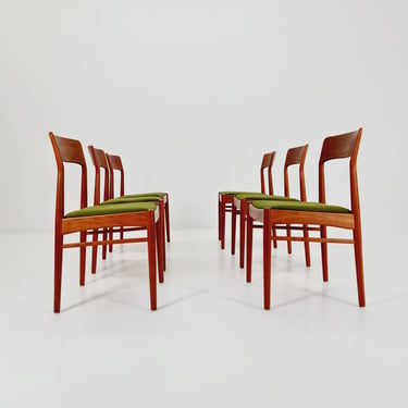 Vintage Danish solid teak dining chairs By Kai Kristiansen for K.S , 1960s, Set of 6 
