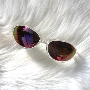 Vintage Y2K Clear and Red Wraparound Sunglasses 
