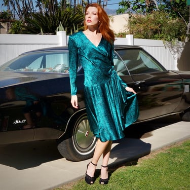 1980s Lillie Rubin Silk Dress / 80s Does 40s Dress / 80s Designer Silk Dress 