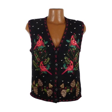 Ugly Christmas Sweater Vintage 1990s Tacky Holiday Cardigan Vest Party Women's size M 