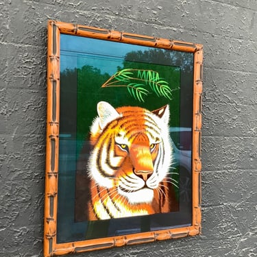 Tiger Thread Art In Faux Bamboo Frame