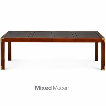 Solid Mahogany and Brass Dining Table 