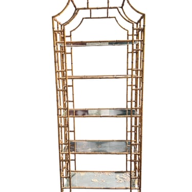 Fabulous vintage faux bamboo metal shelf 