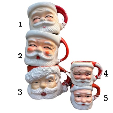 Santa mug | handpainted Christmas mug | vintage hot chocolate mug | mini Santa Clause cup 