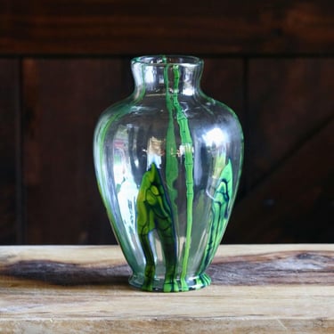 Vintage Bamboo Vase, Bougie Spring Decor, Bohemian Art Deco Blown Glass Wilhelm Kralik Bambus Vase, Hostess Gift, Mid Century Centerpiece 
