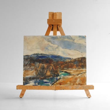 Vintage Oil on Panel Mountain Landscape Painting by Sidney Marsh Chase 13.5