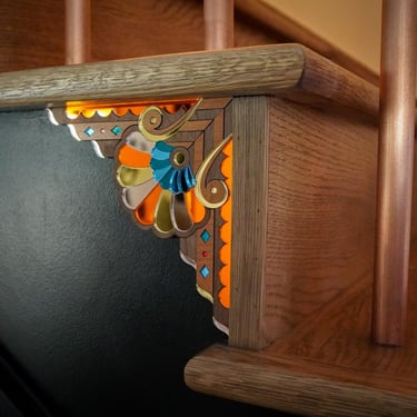 Deco Mirror & Wood Corner Accent for Stair Decor | Mirror and Wood Wall Trim Decor | Door Frame Art / Door Corner 