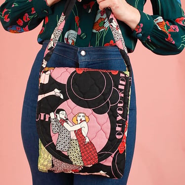 ViNtAgE 1970s Jazz Themed Cotton Handbag by Carpet Bags of America 